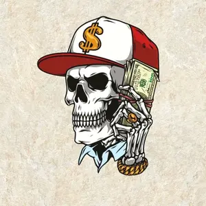 Iconic Skull Money Sticker, Laptop Water Bottle Decal Sticker