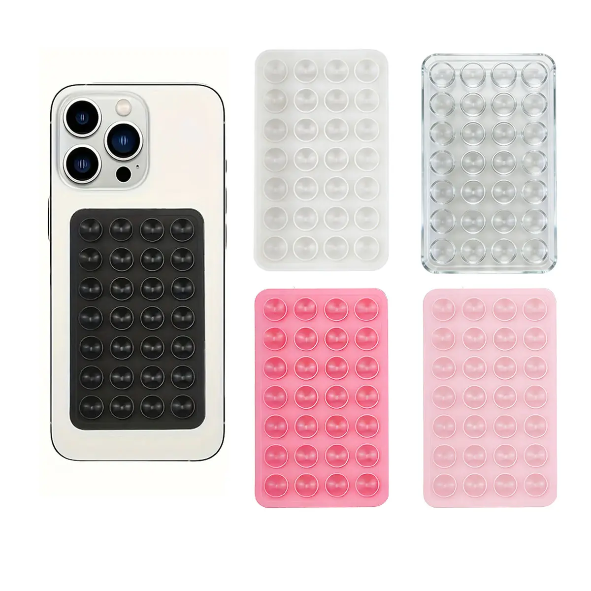 5PCS Flexible Silicone Smartphone Stands with 28 Strong Suction Cups, Portable Steel-Reinforced Handheld Mounts for Cellphone Protection, Anti-Slip Scratch-Free Hold Office Accessories