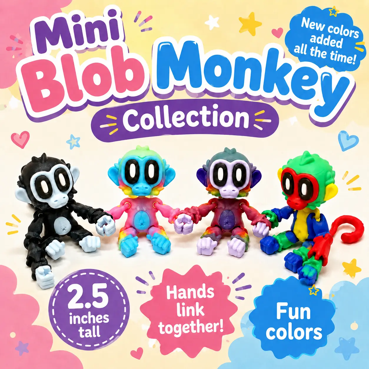 Mini Blob Monkey Pals 2.5" Collectible Monkeys 3d printed articulating figurine
