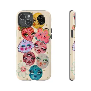 Whimsical Celestial Phone Cases | Vibrant Moon & Floral Face Designs for Ultimate Style | Compatible with iPhone 16, 15, 14, 13, 12, 11, X, SE & Samsung Galaxy S21 to S24 | Trendy Protective Covers for Cosmic Art Lovers