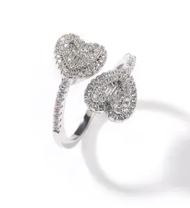 Icy Baguette Hearts Ring