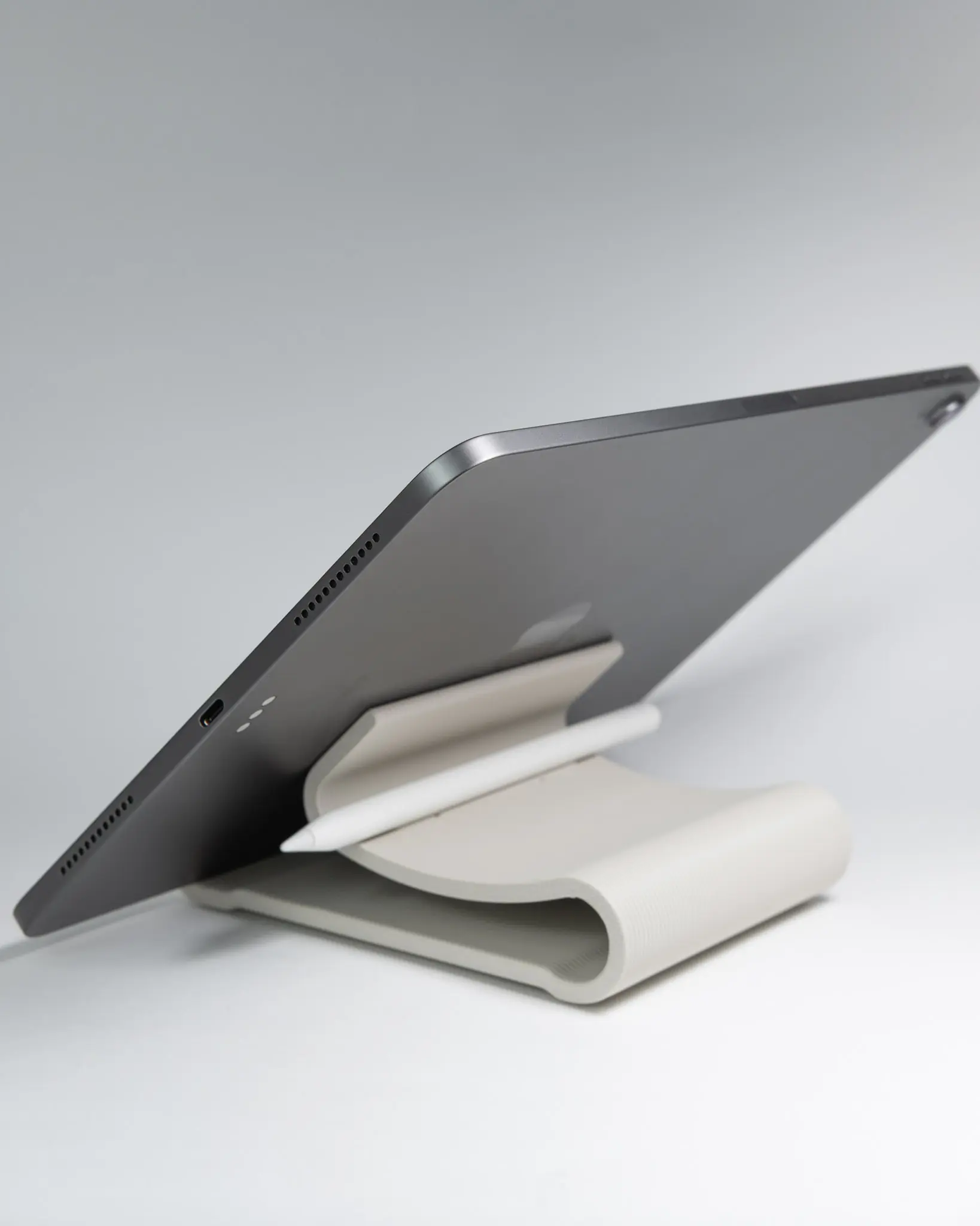Laptop Stand with Apple Pencil Holder, Tablet Stand for iPad, Desk Organizer for Watch, Phone & Accessories, Minimal Stand, Space Saving Design