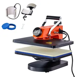 5-in-1 Type 12x15 Size Fast Heating Heat Press Machine, 360-Degree Swing Away with Digital Display, Sublimation Print Transfer Tool for T-Shirts, Cups, UL-Tested