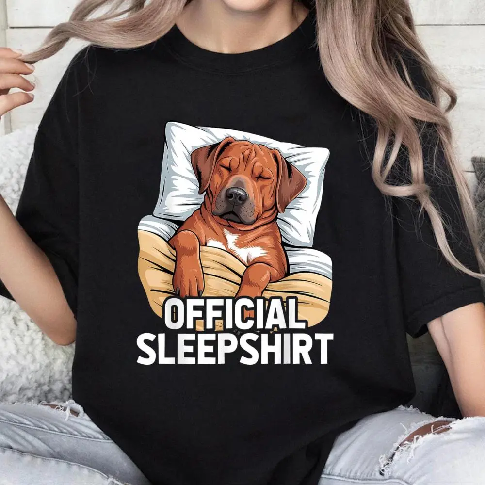 Women's Funny Graphic T-Shirt, Rhodesian Ridgeback Dog 100% Cotton Casual Short Sleeve Pajama Top for Everyday Loungewear, Shortsleeve, Lady, Round Neck, Tshirt, Vintage