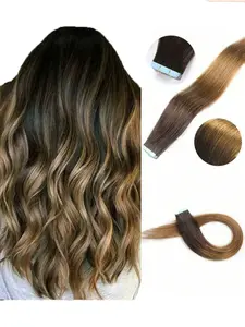 Top Quality 20pcs #T2/6 Straight Tape In 100% Human Hair Extension Dark Brown To Chocolate Brown For Thin Hair Woman Natural Look Highlight Color Tape In Hair Tape Ins Hair Extentions