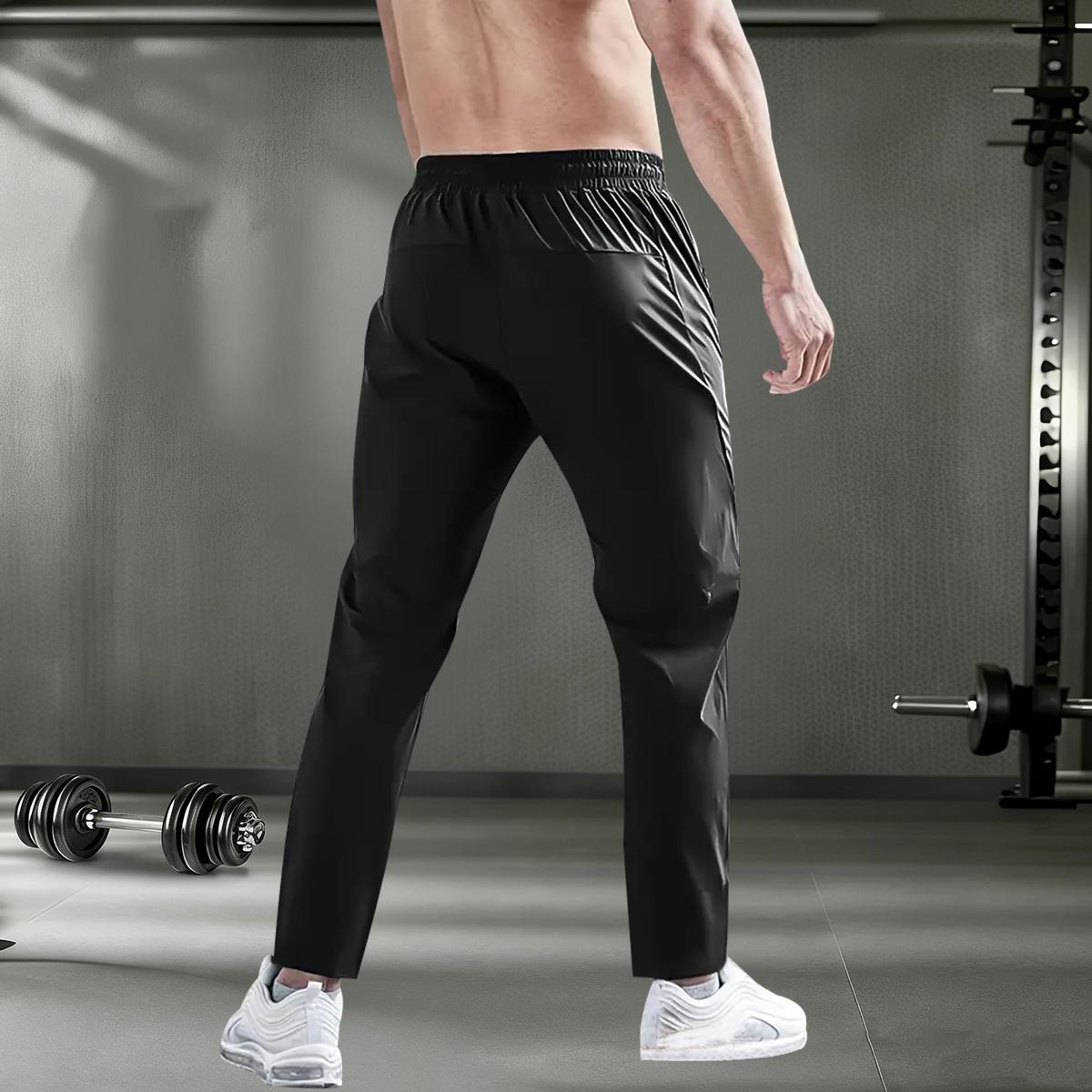 Men's Ice Silk Fiber Jogger Pants - Breathable, Stretchy with Zippered Pockets, Suitable for Running, Workouts & Outdoor Activities, Running Gear | Casual Athletic Wear, Pack of 4