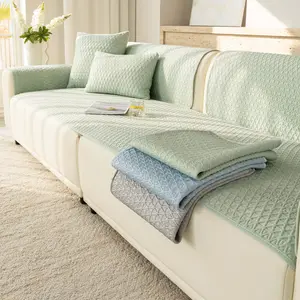 Non Slip Ice Silk Sofa Cover, 1 Count Solid Color Breathable Couch Cover, Summer Sofa Protector for Sectional Couch