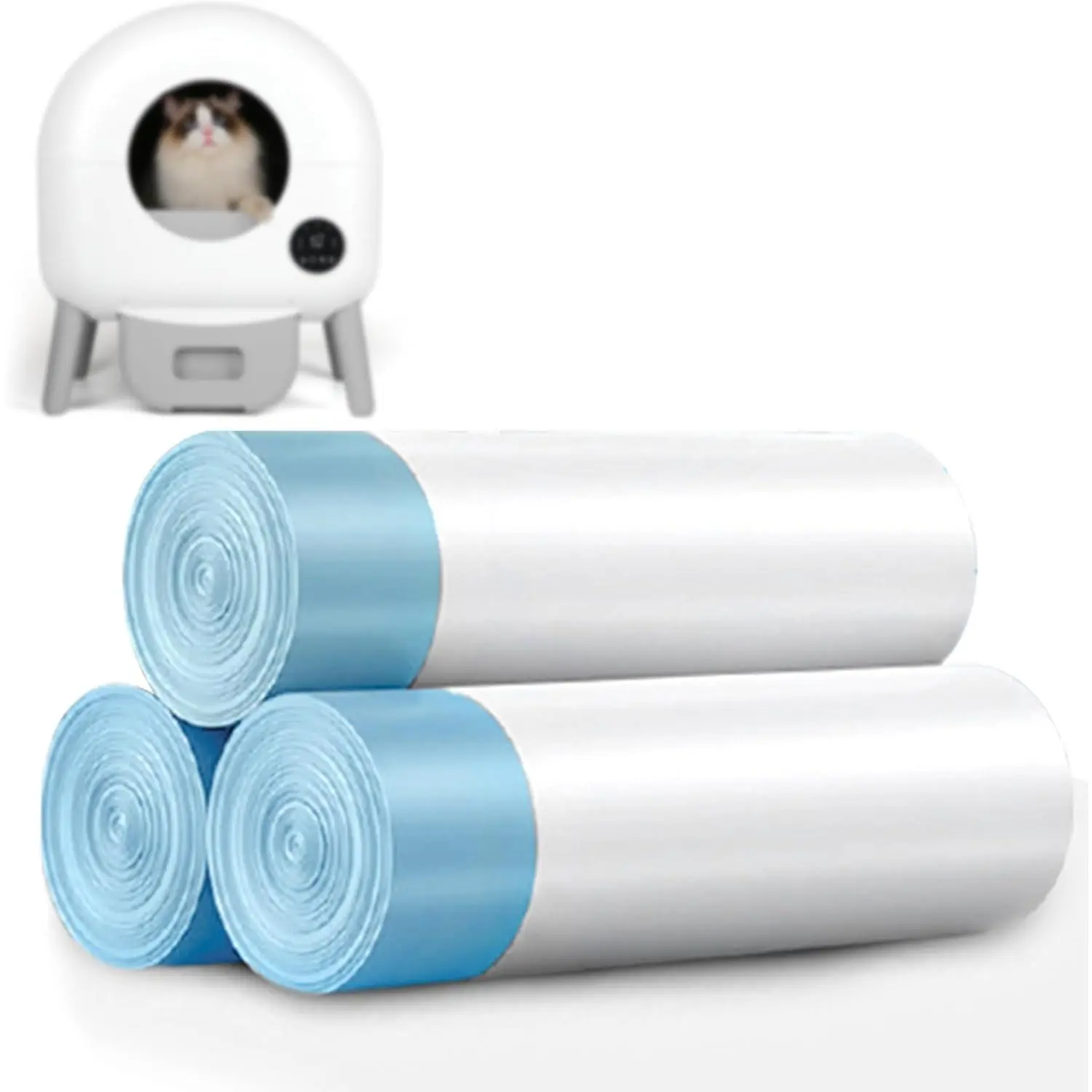 Cat Litter Box Liners for Self-Cleaning Cat Litter Box, Replacement Automatic Litter Box Liners, 3 Rolls Drawstring Trash Bags for Robot, Extra Thick(3 Packs/60 Counts)
