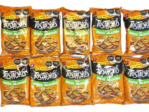 10 - PK BARCEL TOSTACHOS 75G- SABOR QUESO JALAPEÑO  - Mexican Chips - Snack Crispy Crunchy Bite - 75 GRAMS PER BAG - MEXICAN CHIPS - PAPITAS MEXICANAS - SABRITAS MEXICANAS