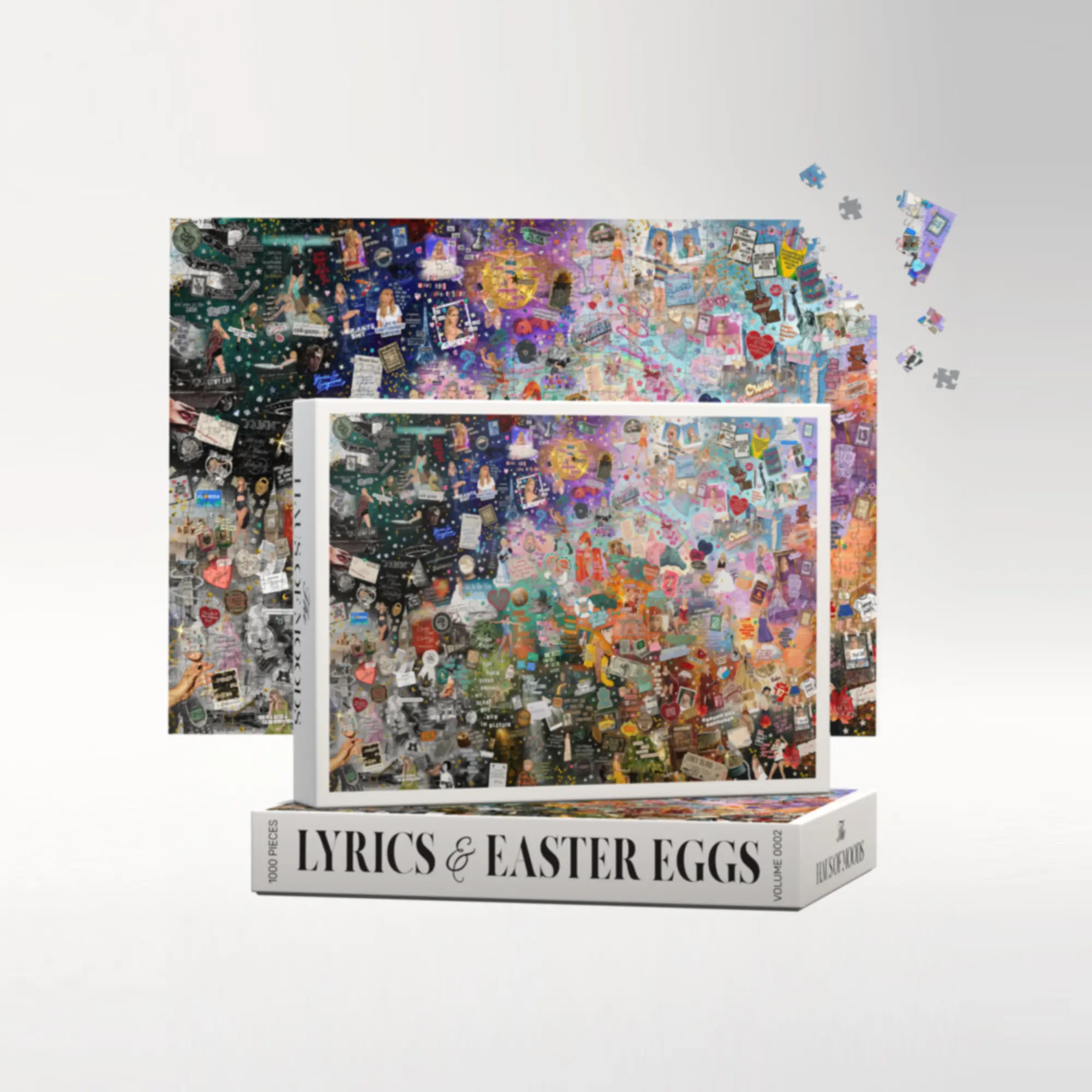 Pastel Pop Lyrics & Easter Eggs Puzzle (500 or 1000 Pieces) – 30” x 20” Collage Jigsaw Puzzle | Official Haus of Moods Puzzle Art Art Puzzles