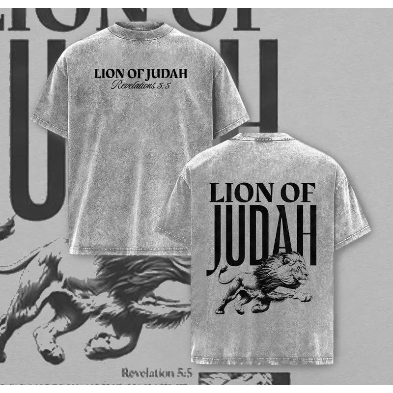 Men's Lion of Judah Vintage Washed T-Shirt, Tank Top, Hoodie - Christian Jesus Faith Apparel, Old School Vibes Oversize Heavyweight Gothic Church Streetwear, Gym Pump Cover, Cult Classic Style