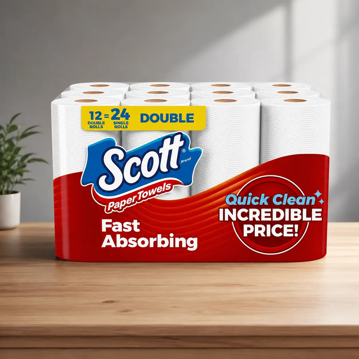 Scott Paper Towels Bulk Pack 12 Double Rolls Choose-A-Sheet Kitchen Cleaning Paper Towel Sheets 108ct
