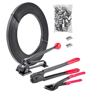 VEVOR Steel Banding Strapping Kit, Heavy Duty Banding Sealer Tool with 200 ft Binding Straps, 200 Metal Clasps, Manual Pallet Packaging Strapping Kit for Warehouse, Transportation, Industrial BundlingVEVOR Super Brand Day