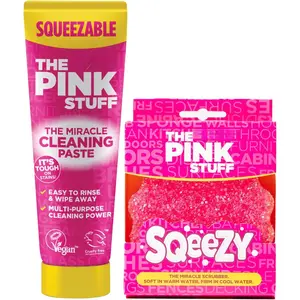 The Pink Stuff Squeezable Cleaning Paste 300g with SQeeZY Scrubber Sponge |   Powerful Multi Purpose Surface Cleaner for Kitchen, Bathroom, Cookware, Tiles, Showers, and More