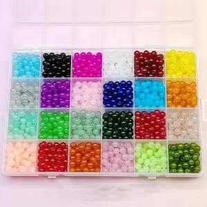 600pcs 8mm Glass Beads for Jewelry Making, 24 Colors Round Beads for DIY Bracelets, Relaxing Craft Supplies for Adults, Bulk Beads for Therapy, Bead Assortment, Bead Set, Bead Mix, Diy Mixed Beads