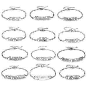 FIMENESS - CONSTELLATION FIGARO CHAIN BRACELET, STAINLESS STEEL NON-TARNISH JEWELRY