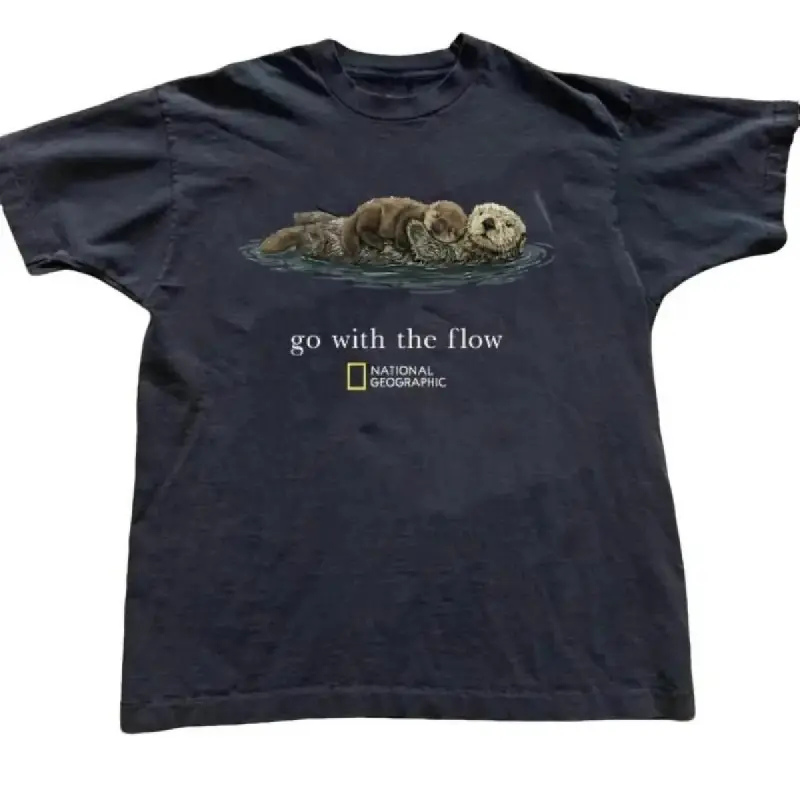 pure cotton, comfortable and breathable, National Geographic "Go with the Flow" unisex T-shirt, gift