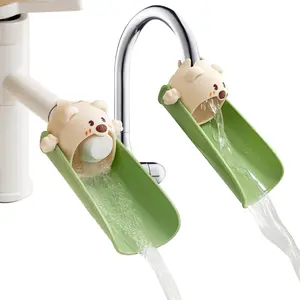 Kids Silicone Faucet Extenders - Animal Shaped Sink Handle Helpers for Toddlers, 1-Pack Bathroom Tap Extensions with Cartoon Designs, Green