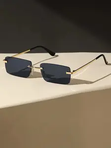 Unisex Metal Rimless Square Sunglasses