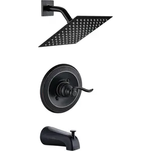 Replacement 8" Square Rain Shower Faucet Tub Trim Kit for Delta 13/14 Series, High- Shower  System, Oil-Rubbed Bronze (Valve Not Included)