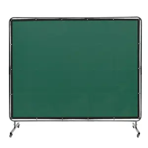 summervibes VEVOR Welding Screen with Frame, 6'x 8' Welding Curtain Screen, Flame-Resistant Vinyl Welding Protection Screen on 4 Swivel Wheels (2 Lockable), Moveable Professional for Workshop/Industrial, Green