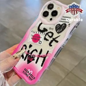 Fashion Letter Phone Case, Wavy Edge Design Decorative Phone Protector Cover, Phone Compatible with iPhone 7P 8P XR XS Max 11 12 13 14 15