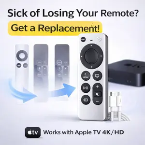 Apple Replacement Remote Control for All Apple TVs 4K Gen 1 2 3 4 HD A2169 A1842 A1625 A1427 A1469 A1378 A1218 with TV Control Function IR Remote