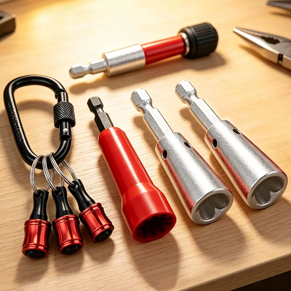 6PCS Wire Twister Tool for Drill with Bit Holder Keychain, Wire Nut Twister for Drill with 1/4" Hex Shank – Professional Electrician Tools for 9–22 AWG Wire Connector Twisting campingessentials