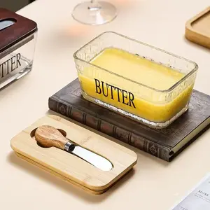 Ceramic Large Butter Dish With Lid And Knife, Tight Silicone Seal, Easy To Clean Practical Kitchen Storage For Daily Countertop Use