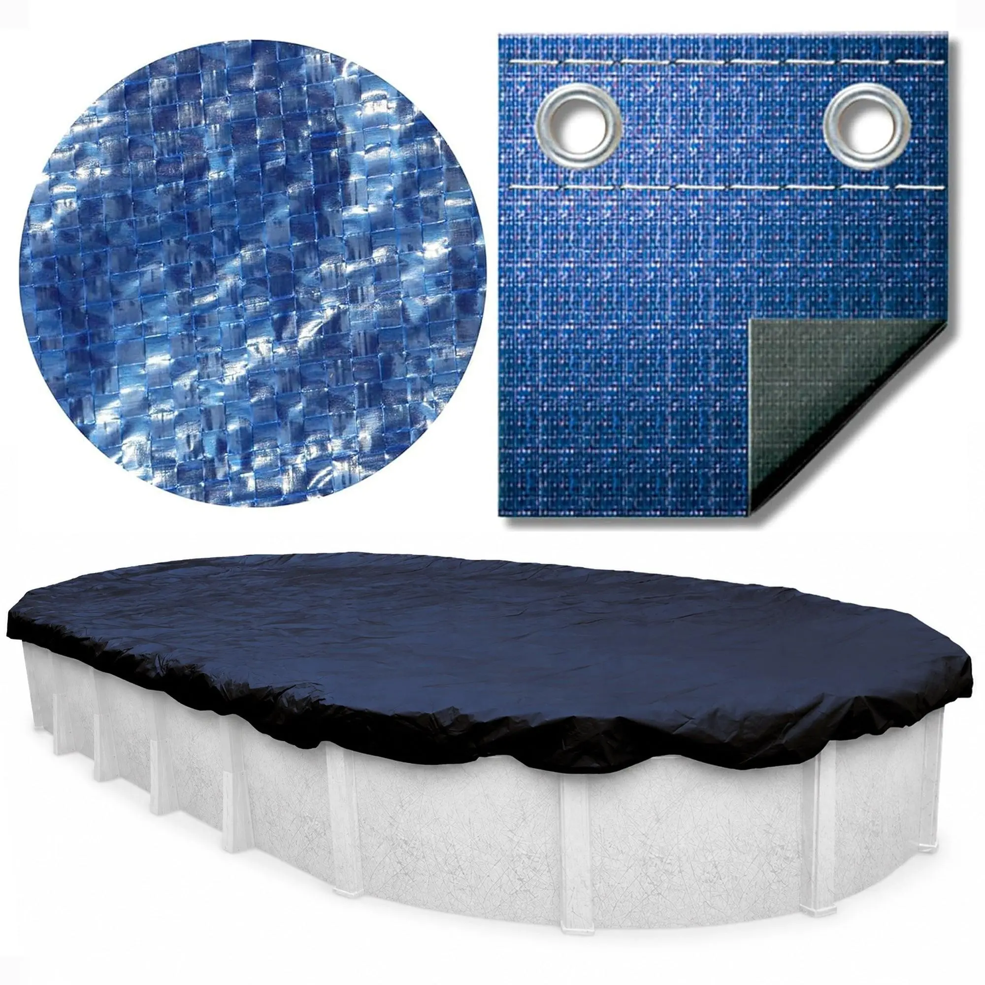 Swimline 18 x 33 Foot Oval Above Ground Heavy Winter Swimming Pool Cover, Blue