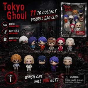 Tokyo Ghoul Official Blind Bag Keychain, Kaneki Mask Touka 3D Bag Clip, Mystery Anime Figure Keyring, Manga Fan Gift, Random Surprise Pick