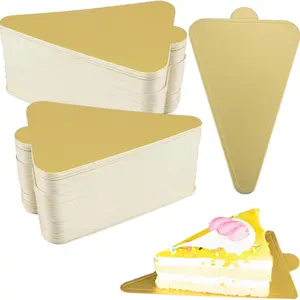 100 Pcs Mini Golden Cake Base, Triangle Cake Stand, Disposable Cake Board