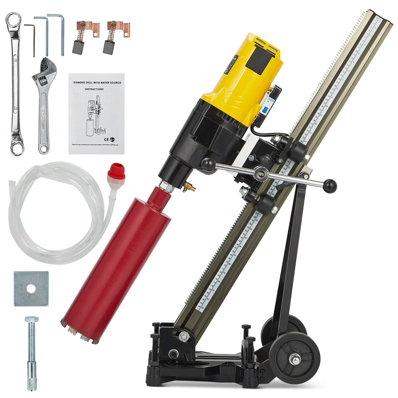 [Football Fan SeasonDeal] 8-Inch Diamond Core Drill Machine, 2500W Wet & Dry Concrete Drill Rig with Stand, 750 RPM Speed & 1-1/4"-7 UNC Thread, Includes 4.25" Drill Bit for Brick, Block, and Stone
