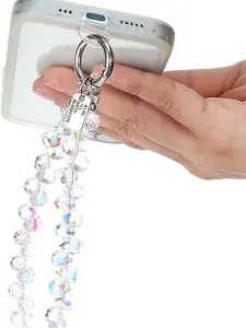 Crystal Beaded Phone Wrist Strap Cute Bling Cellphone Charm Chain Keychain with Phone Tether Tab Sparkling Cellphone Lanyard Wristlet Bracelet Chain for Girl Women Phones Case