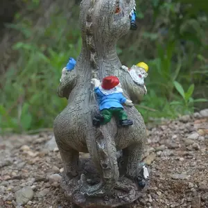 Creative Dinosaur Design Outdoor Garden Ornament, Cute Gnome & Dinosaur Garden Decorations, Resin Craft for Home Garden Decor, Garden Gnomes, Top Picks