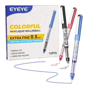 EYEYE 12Pcs 0.5mm Retractable Black Ink Ballpoint Pens, Quick Dry Smooth Writing Set with Anxiety Relief Design, Office Stationery for College Note Taking, Ballpoint Pen