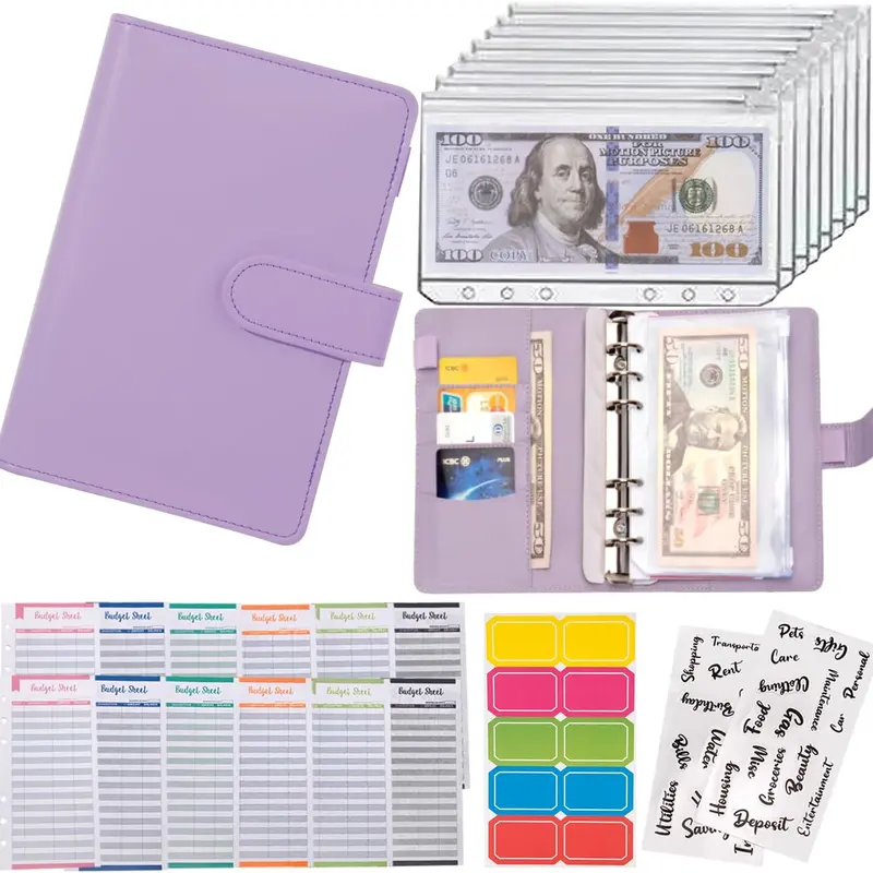 Budget Binder Cash Envelopes for Budgeting Money Organizer for Cash Money Envelopes for Cash Leather A6 Budget Binder with Zipper envelopes