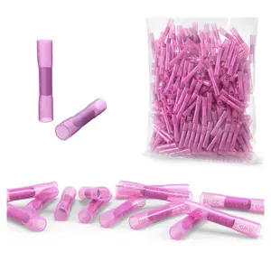 100PCS Waterproof Solder Seal Wire Connectors AWG 22-16, Pink Heat Shrink Butt Connectors Butt Splice Wire Connectors for Stereo, Electrical with Corrosion and Weatherproof