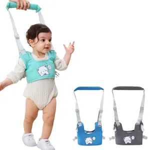 Blue Baby Walker Belt, Adjustable Toddler Harness Walking Aid Waistband, Polyester Fiber Walk Assistant, Handheld Infant Support System, Adjustable Safety Harness