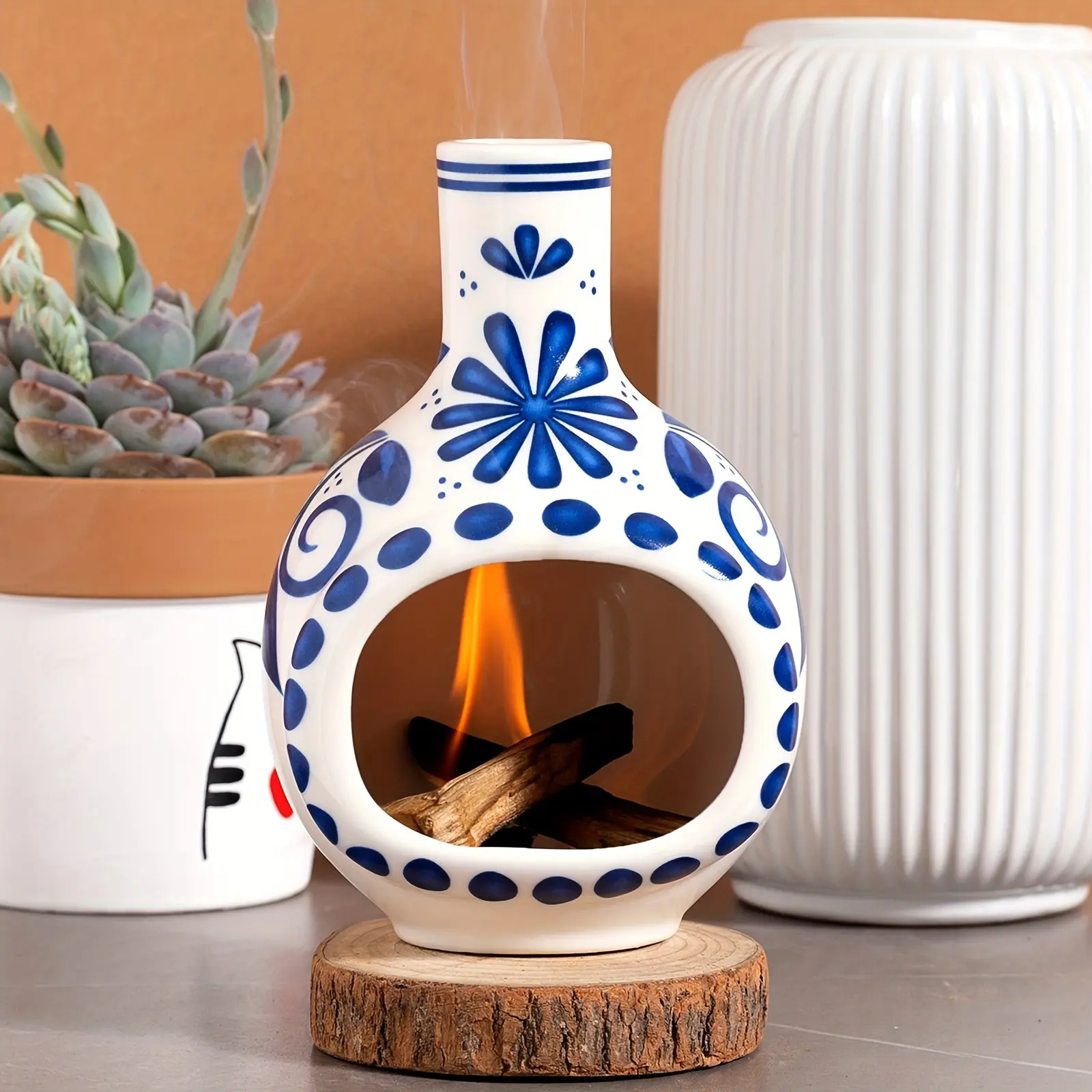 Handcrafted Ceramic Peruvian Sacred Wood Incense Burner - Mini Wall-Mounted Incense Burner, Suitable for Peruvian Sacred Wood and Incense Sticks - Sacred Incense Burner for Meditation, Decorative Purposes and Scented Home Fragrance
