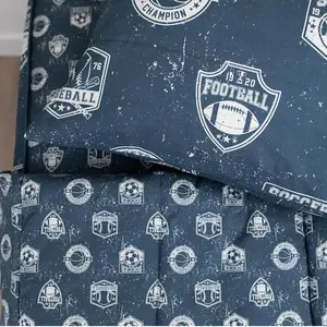 Beddy's Play Ball Sports Theme Boys Durable Zipper Bedding, Bed in a Bag, Blue Sheets with Baseball, Football, Basketball, Soccer Design Comforter and Fitted Sheet, Pillowcase & Pillow Sham, Easy to Make & Wash, Kid Zip Bedding by Beddy's