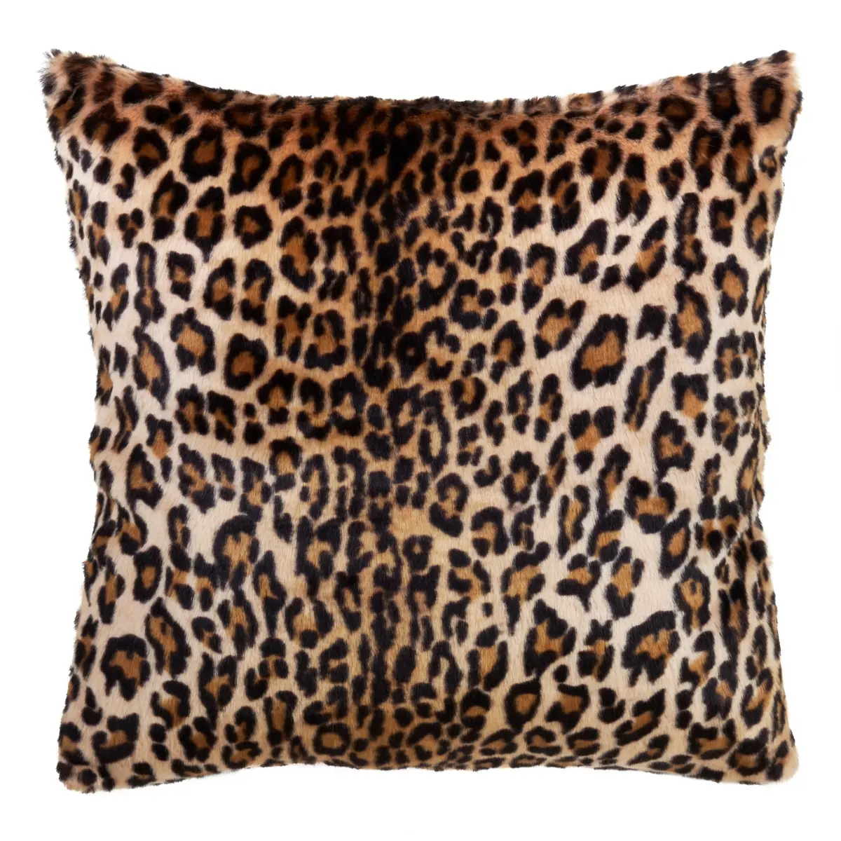 212 MAIN SARO 7406.BR18S 18 in. Square Faux Fur Down-Filled Poly Throw Pillow, Cheetah Animal Motif, Bold Brown Decorative Throw Cushion, Decoration, Throw Cushions
