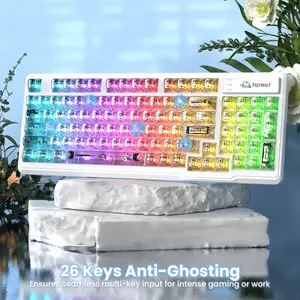 ZIYOULANG M95 Transparent RGB Backlit Keyboard, RGB Lighting Keyboard, Clear Keycap Wired Gaming Keyboard, Anti Ghosting Keyboard, Silent 94 Keys Mechanical Feel for Windows Mac