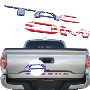 tailgate letters emblem overlay accessories Compatible for 2016-2023 tacoma Tailgate Accessories 3M Strong Adhesive Back Factory Look Accessory American Flag