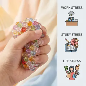 Stress-relieving bead play toy, featuring colorful transparent round beads in a simple and refreshing design. Relieves anxiety and relaxes the hands; suitable for office, study, home, and commuting. A stress-relieving toy.