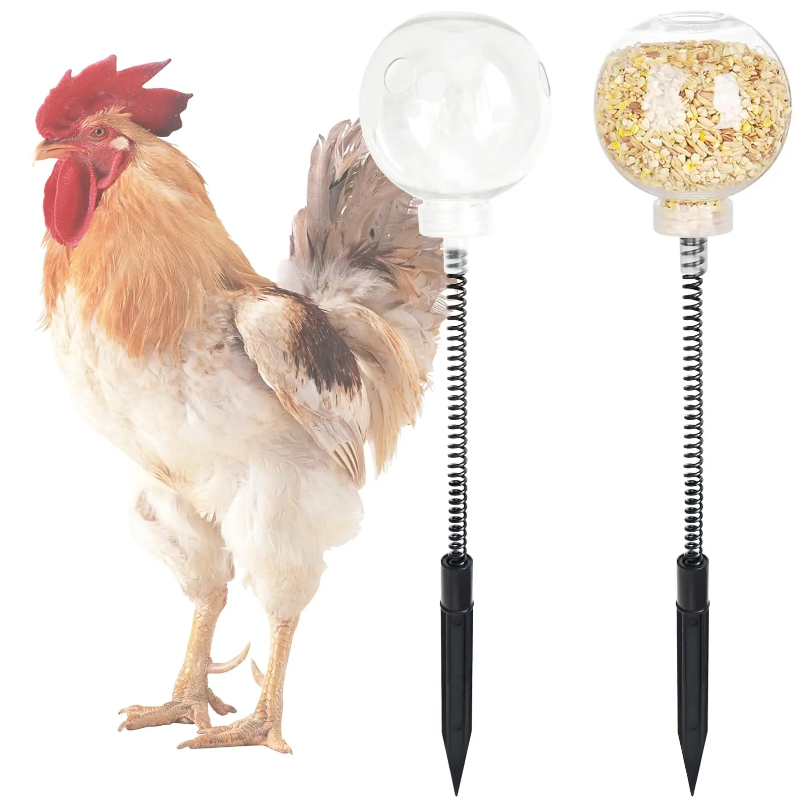 2 Pack Chicken Peck Toy, Chick Slow Feeding Corn Grit Feeder Ball & Active Enrichment Toy, Boredom Toys for Your Flock, Poultry Chicken Coop Toys for Hens Birds