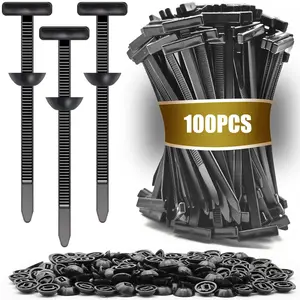 100 Pcs Nylon Universal Cable Tie Buckles - UV-Resistant Plastic Fasteners with Pin-and-Button Design, Multifunctional Zip Ties for Car Repairs and Daily Use, Snap-Fit, Uv-Nylon,summervibes