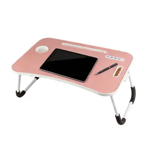 Foldable Lap Desk Laptop Bed Tray with Drawer Cup Holder, Tablet Slot & Handle for Working, Eating, Gaming