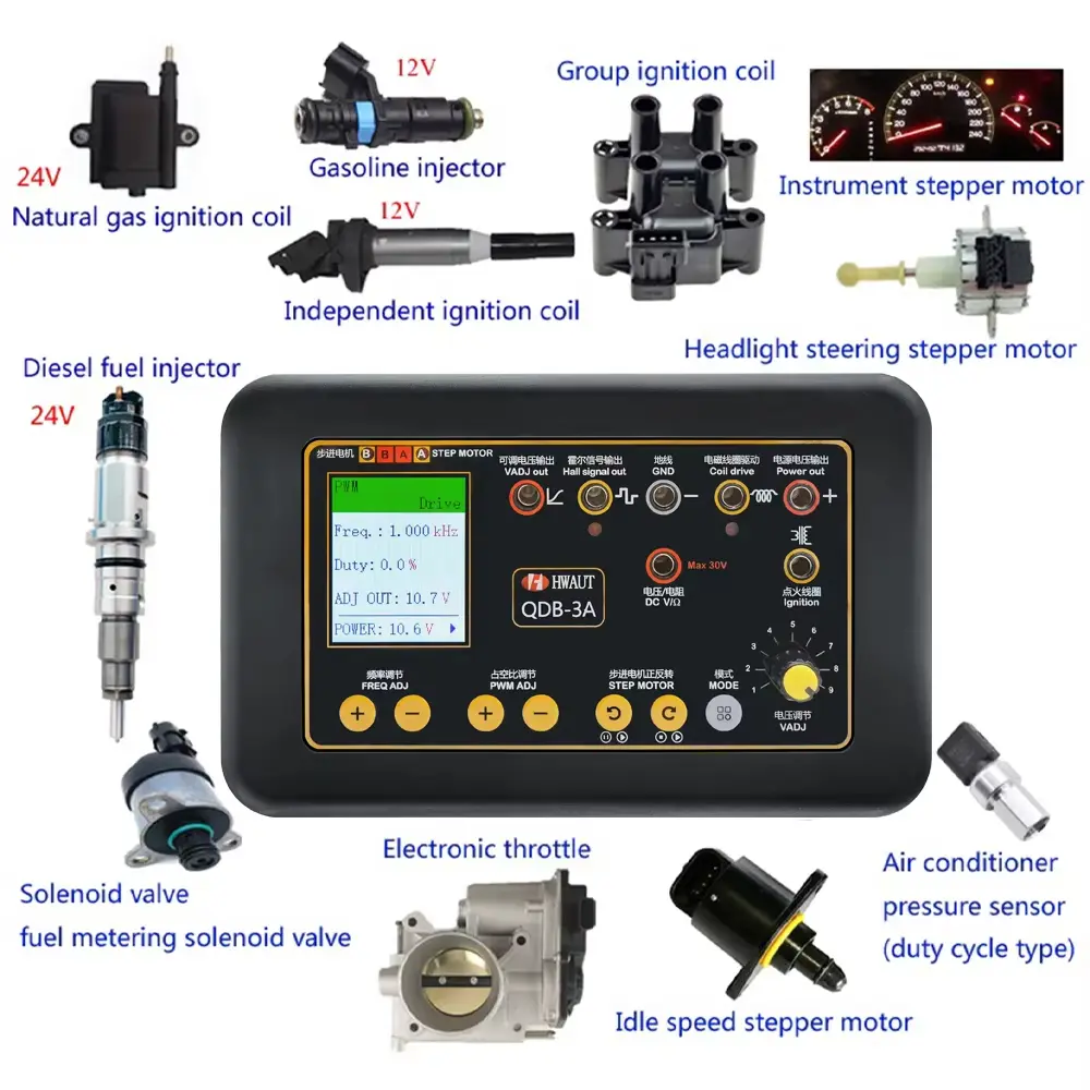 3A Auto Spark Ignition Coil Tester Test Electronic Throttle IAC Valves High COP Coils Injectors FID Valves Diagnostic Tool，6 Modes Automotive Multifunction Tester、PWM Signal Generator for Auto Sensors、Car Idle Motor Tester、Automotive Multimeter DMM Mode