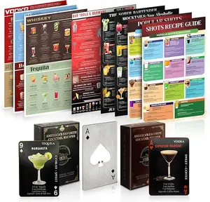 Cocktail Cards: 2 Drink Recipe Playing Cards + 8 Drink Guides + Cool Wallet Bottle Opener. The perfect Gift